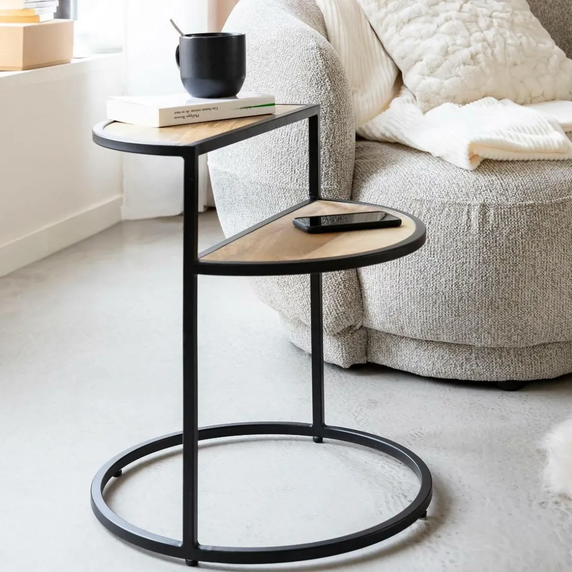 Made in Meubles Bout De Canapé & Sellette<Bout de canapé en bois de manguier et métal Maelle