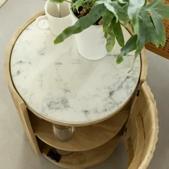 Made in Meubles Bout De Canapé & Sellette<Bout de canapé en bois de manguier et marbre Moana