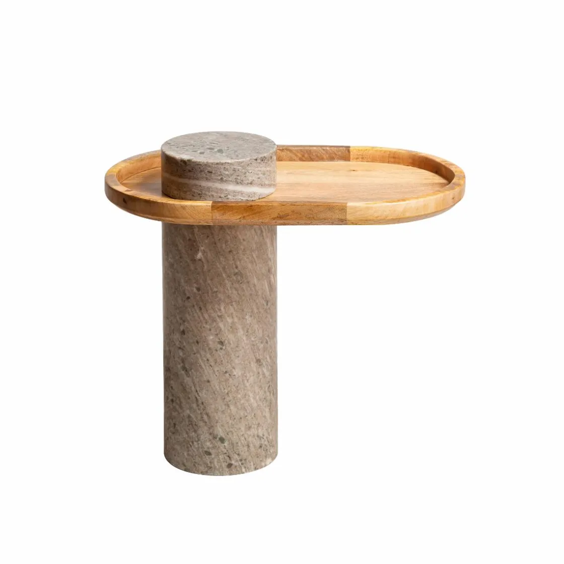 Made in Meubles Bout De Canapé & Sellette<Bout de canapé en bois de manguier et marbre Andréa