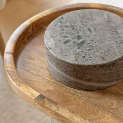 Made in Meubles Bout De Canapé & Sellette<Bout de canapé en bois de manguier et marbre Andréa