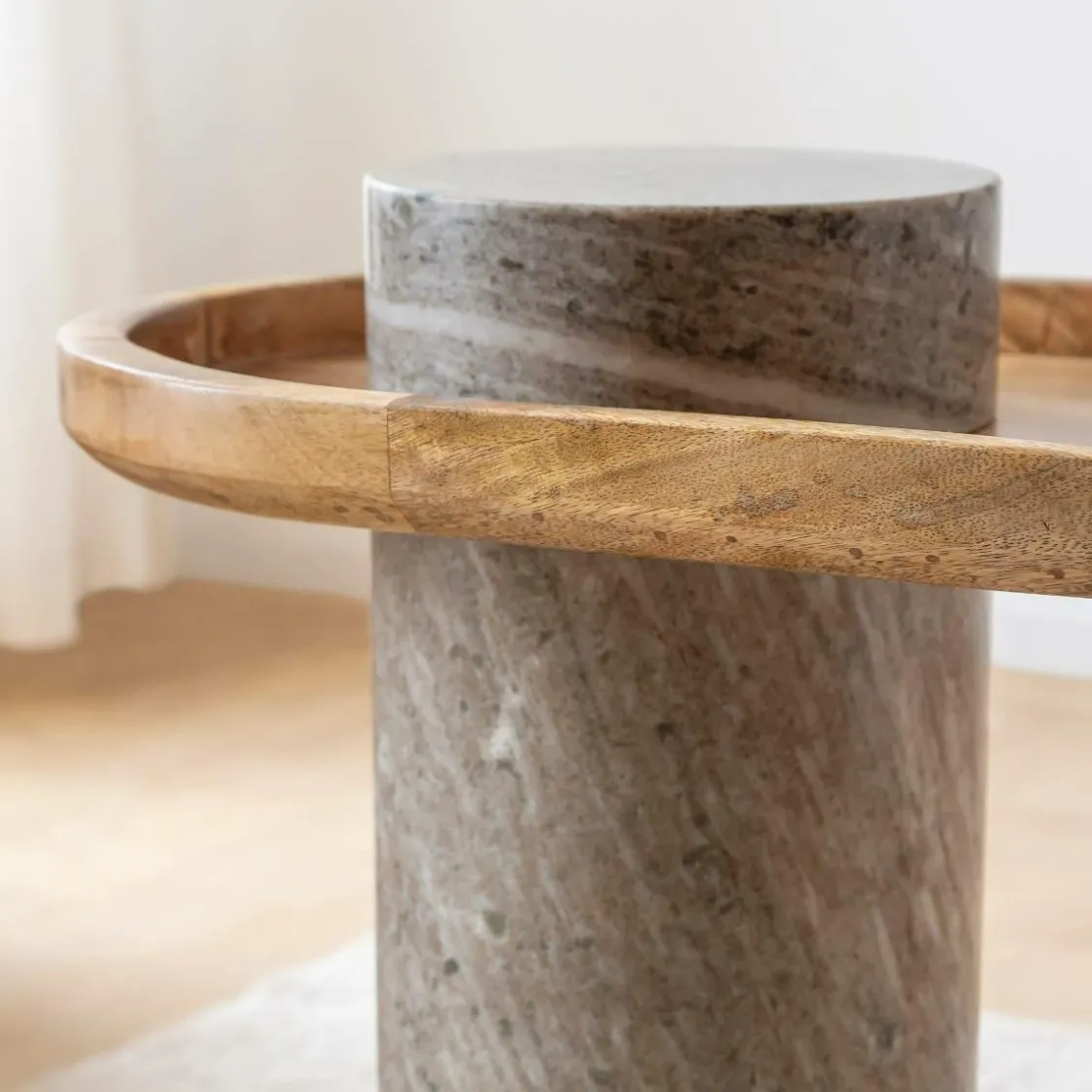 Made in Meubles Bout De Canapé & Sellette<Bout de canapé en bois de manguier et marbre Andréa