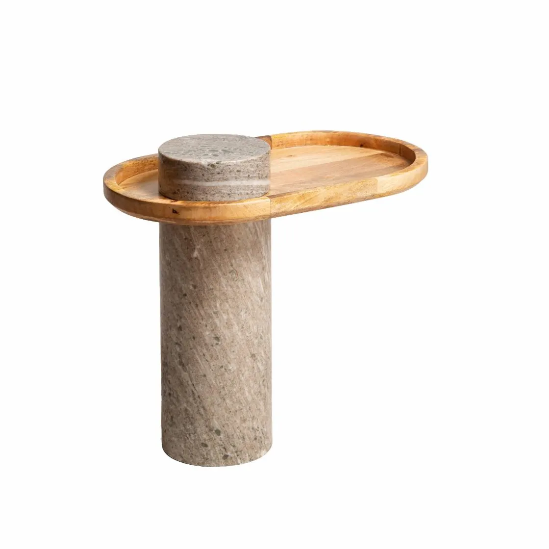 Made in Meubles Bout De Canapé & Sellette<Bout de canapé en bois de manguier et marbre Andréa