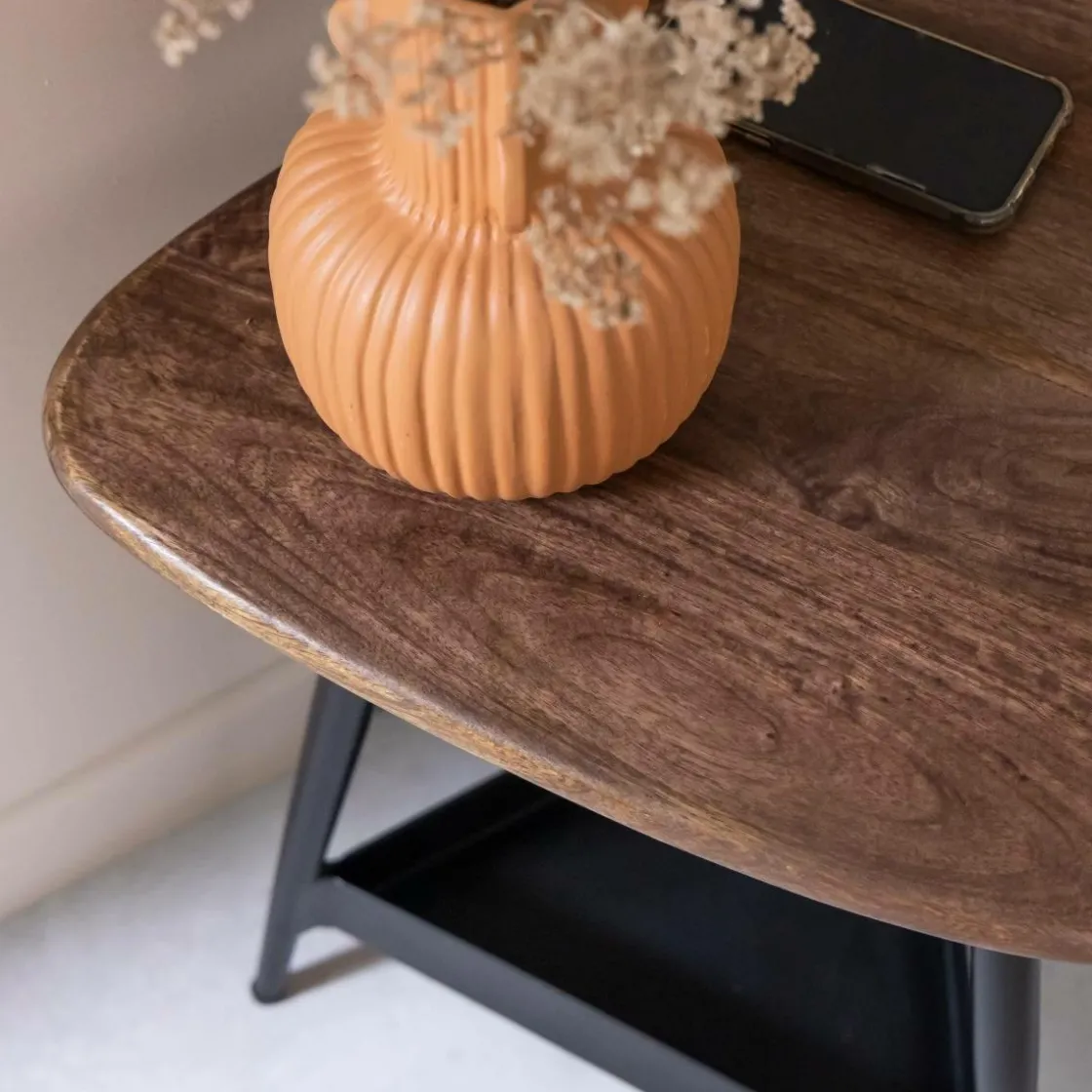 Made in Meubles Bout De Canapé & Sellette<Bout de canapé en bois de manguier et métal noir Tilian