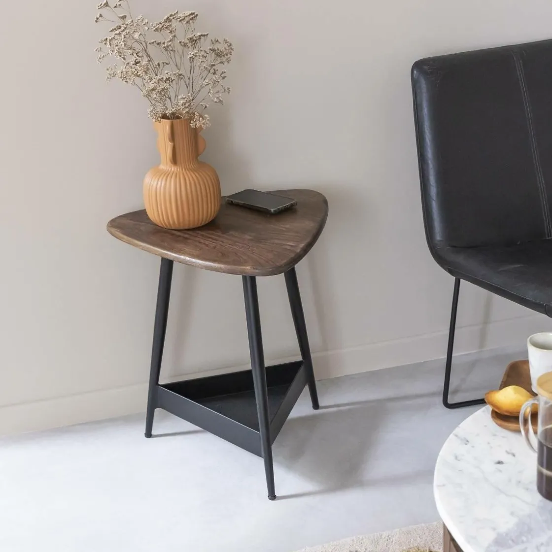 Made in Meubles Bout De Canapé & Sellette<Bout de canapé en bois de manguier et métal noir Tilian