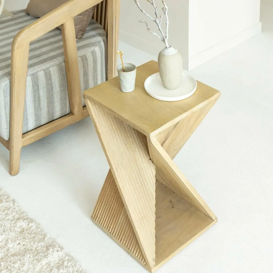 Made in Meubles Bout De Canapé & Sellette<Bout de canapé en bois de manguier Amara