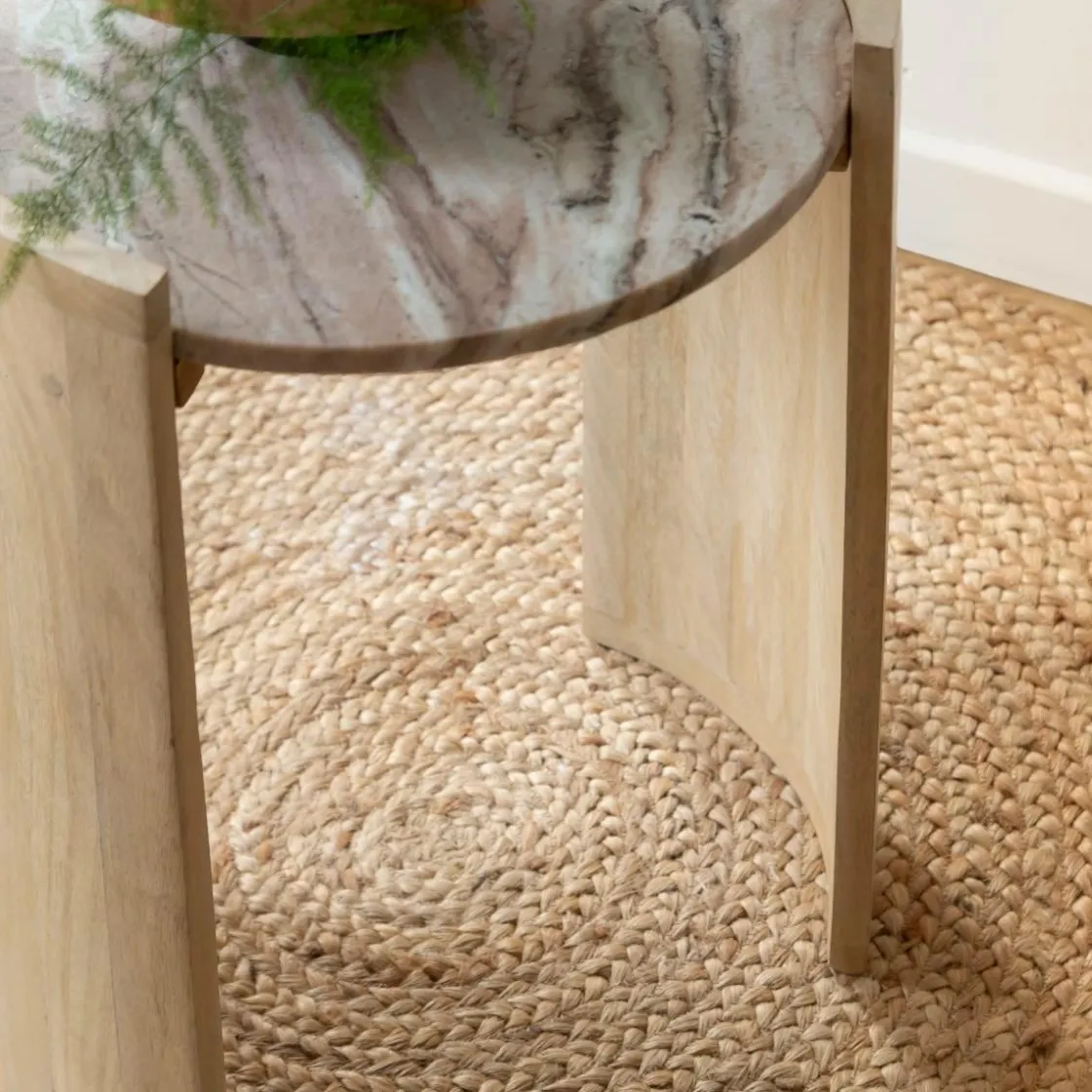 Made in Meubles Bout De Canapé & Sellette<Bout de canapé en bois de manguier et marbre Isabella