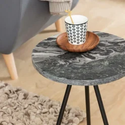 Made in Meubles Bout De Canapé & Sellette<Bout de canapé en marbre gris Eva