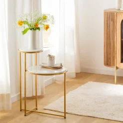 Made in Meubles Bout De Canapé & Sellette<Bout de canapé en marbre Rosita