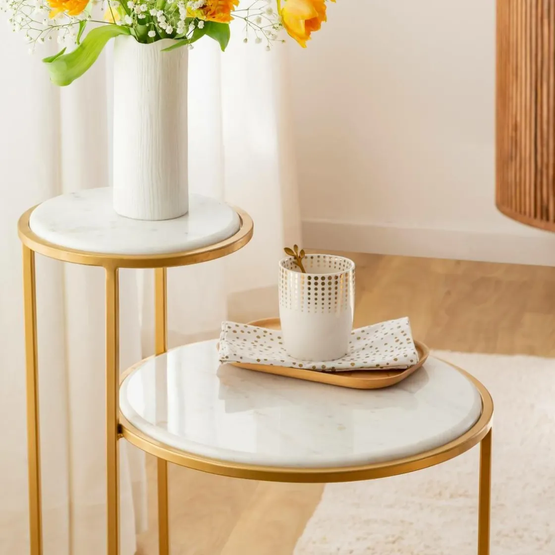 Made in Meubles Bout De Canapé & Sellette<Bout de canapé en marbre Rosita