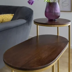 Made in Meubles Bout De Canapé & Sellette<Bout de canapé en métal et bois de manguier Léon