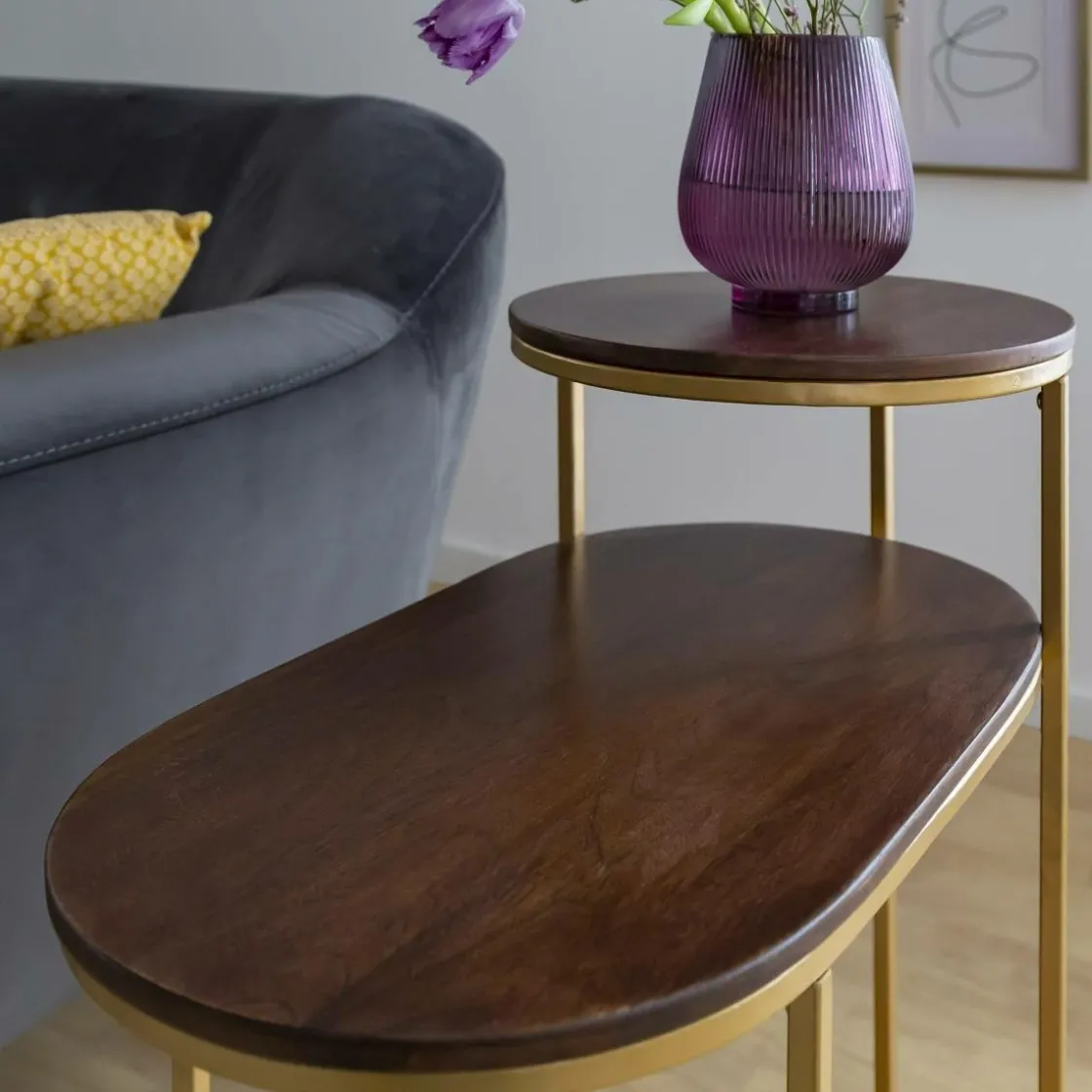 Made in Meubles Bout De Canapé & Sellette<Bout de canapé en métal et bois de manguier Léon