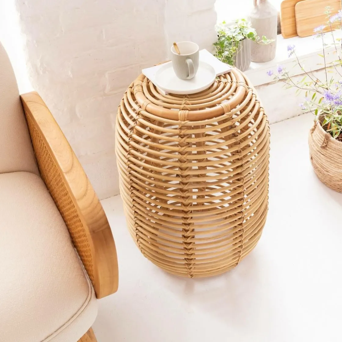 Made in Meubles Bout De Canapé & Sellette<Bout de canapé en rotin Rattan