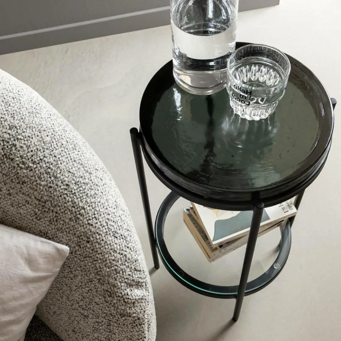 Made in Meubles Bout De Canapé & Sellette<Bout de canapé plateau en verre gris Lise