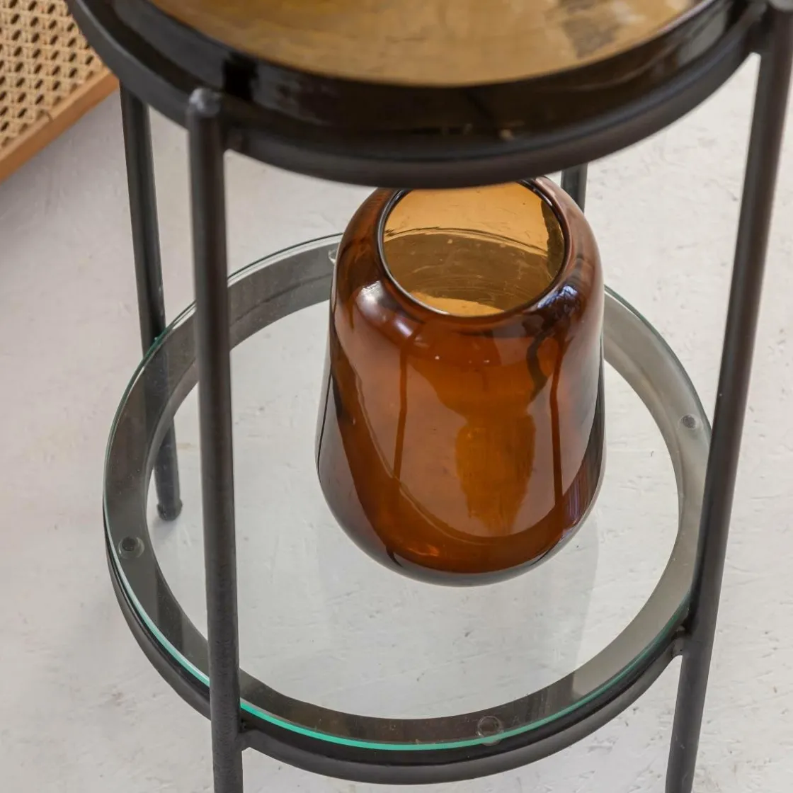 Made in Meubles Bout De Canapé & Sellette<Bout de canapé plateau en verre fumé Lise