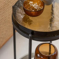 Made in Meubles Bout De Canapé & Sellette<Bout de canapé plateau en verre fumé Lise