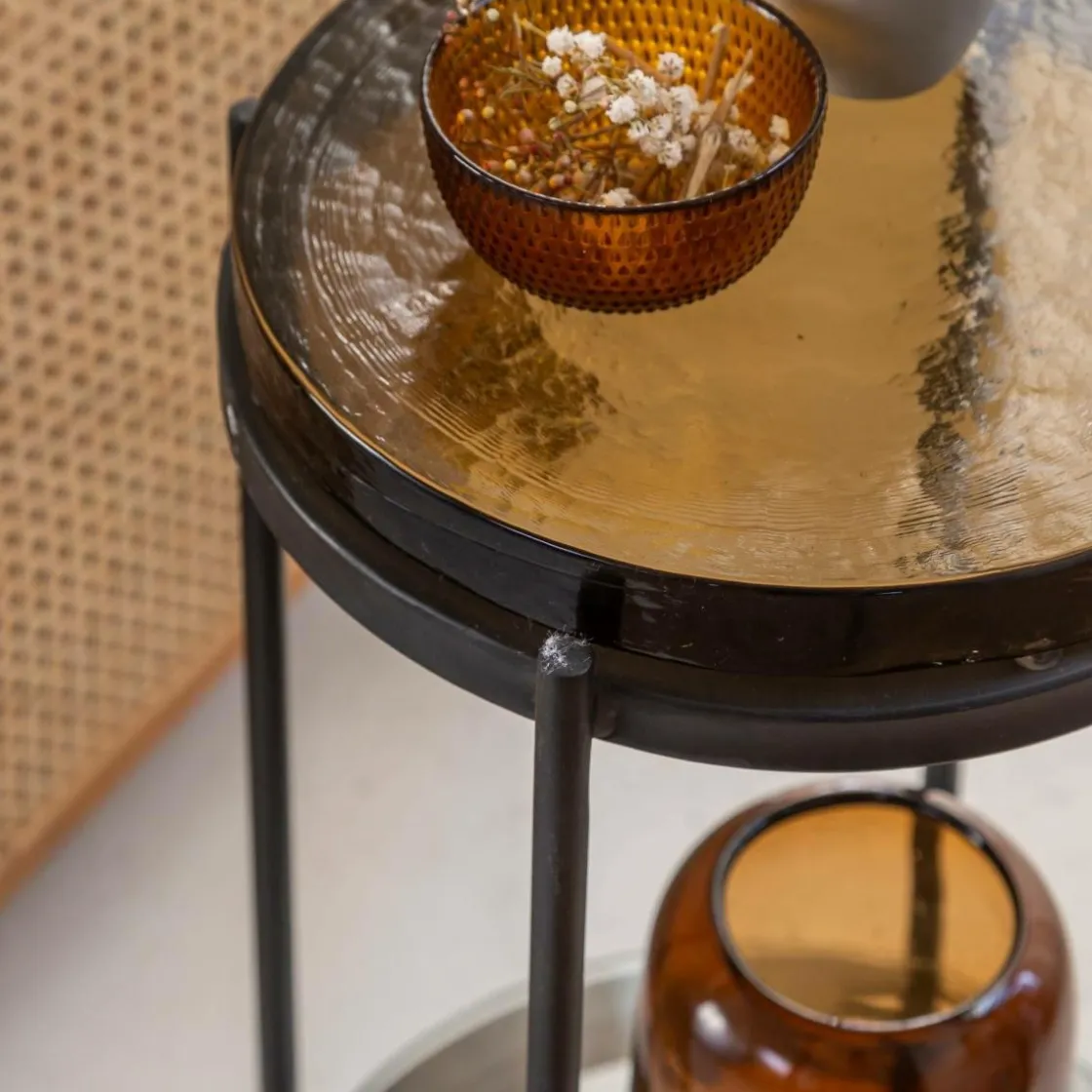 Made in Meubles Bout De Canapé & Sellette<Bout de canapé plateau en verre fumé Lise