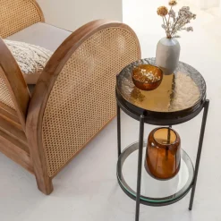 Made in Meubles Bout De Canapé & Sellette<Bout de canapé plateau en verre fumé Lise