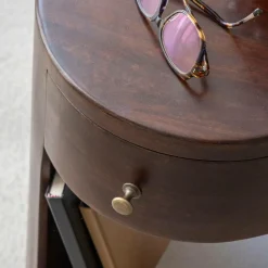 Made in Meubles Bout De Canapé & Sellette|Chevet<Bout de canapé rond en bois de manguier Isao