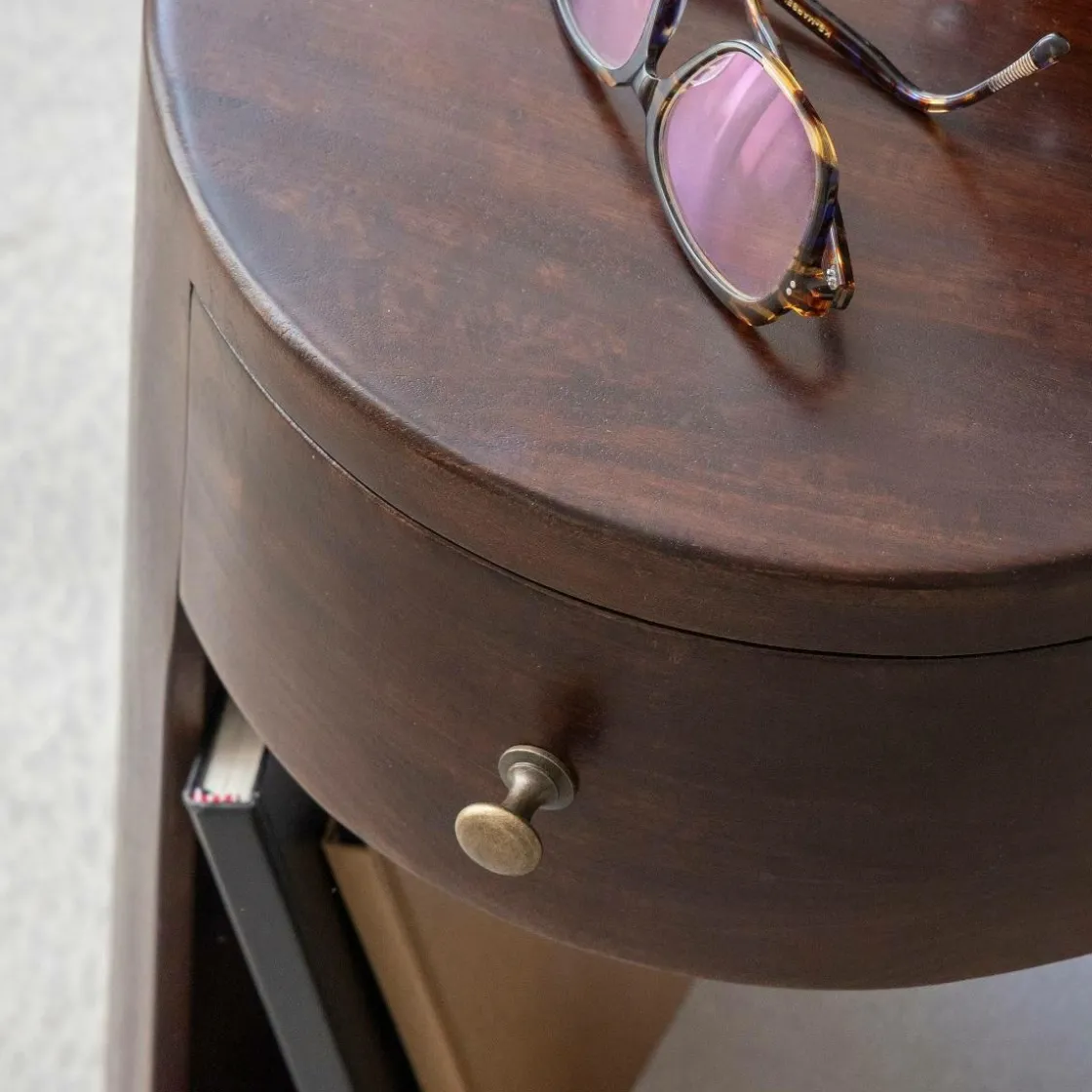 Made in Meubles Bout De Canapé & Sellette|Chevet<Bout de canapé rond en bois de manguier Isao