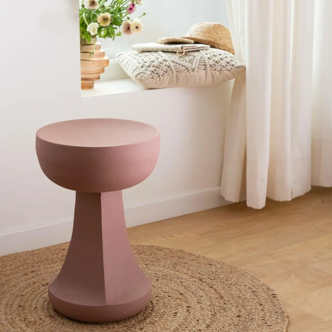 Made in Meubles Bout De Canapé & Sellette<Bout de canapé rose Marguerite