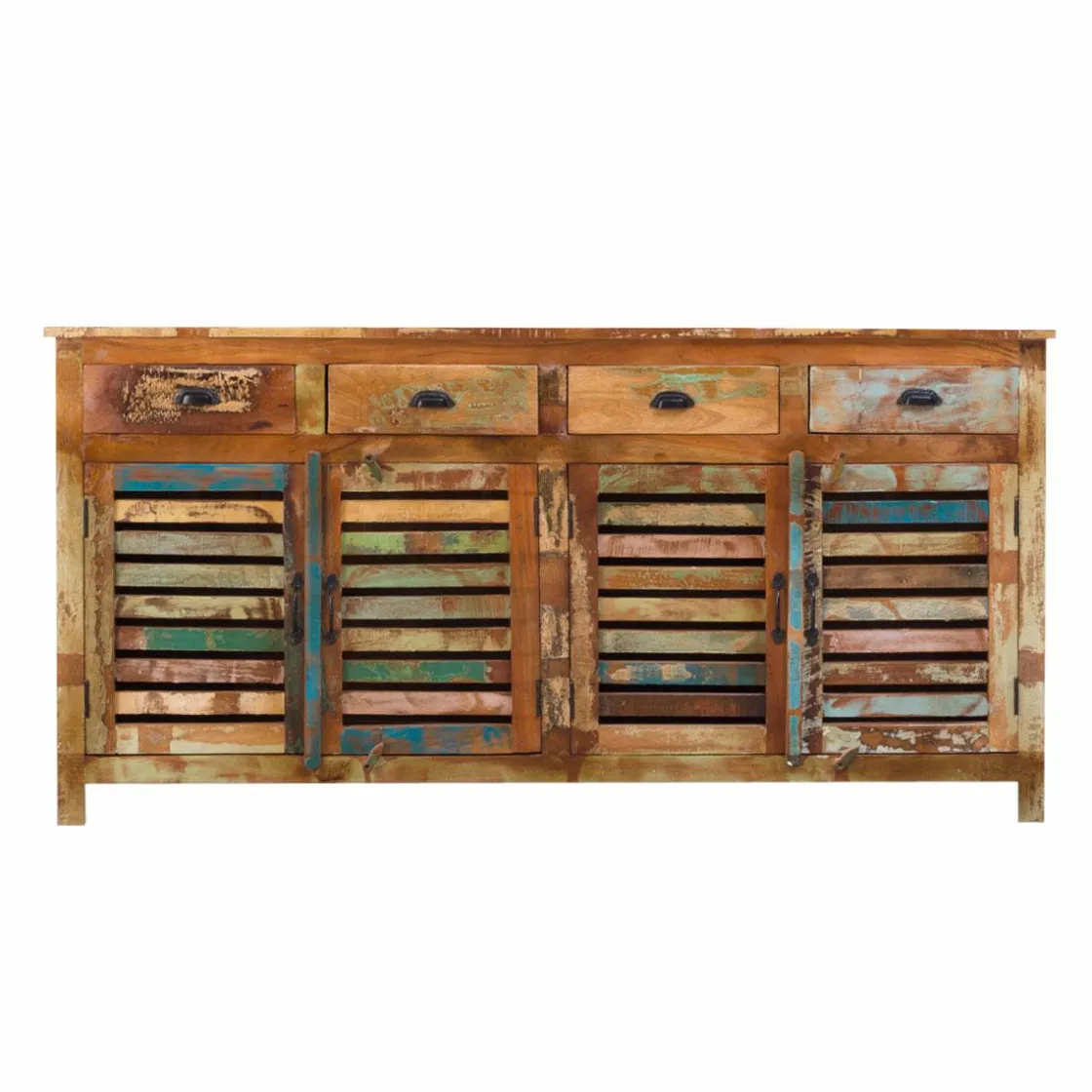 Made in Meubles Buffet<Buffet à lattes en bois coloré Ethnik