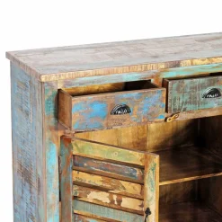 Made in Meubles Buffet<Buffet à lattes en bois coloré Ethnik