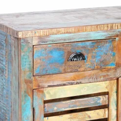 Made in Meubles Buffet<Buffet à lattes en bois coloré Ethnik