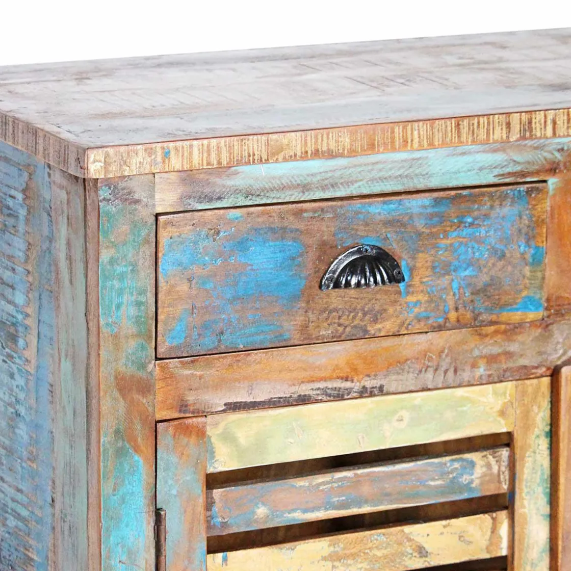 Made in Meubles Buffet<Buffet à lattes en bois coloré Ethnik