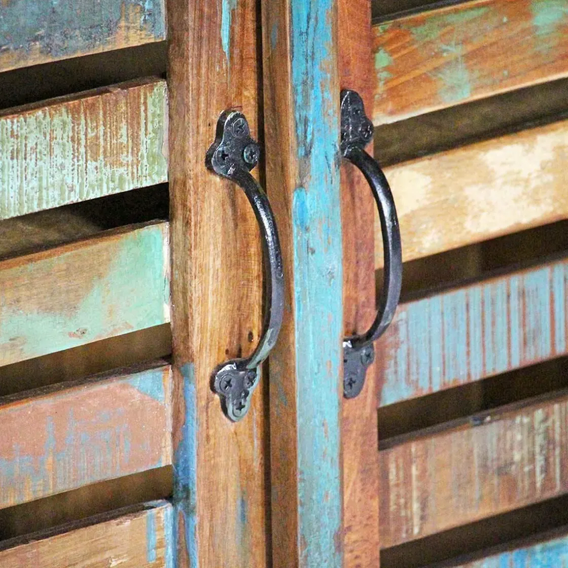 Made in Meubles Buffet<Buffet à lattes en bois coloré Ethnik