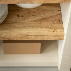 Made in Meubles Buffet<Buffet 2 portes avec étagères en bois effet béton et bois recyclé Dalva