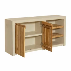 Made in Meubles Buffet<Buffet 2 portes avec étagères en bois effet béton et bois recyclé Dalva