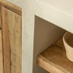 Made in Meubles Buffet<Buffet 2 portes avec étagères en bois effet béton et bois recyclé Dalva