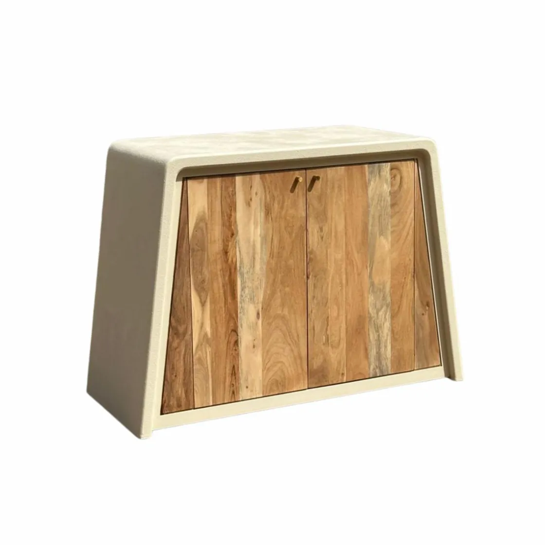 Made in Meubles Buffet<Buffet 2 portes en bois d'acacia et bois effet béton Dalva
