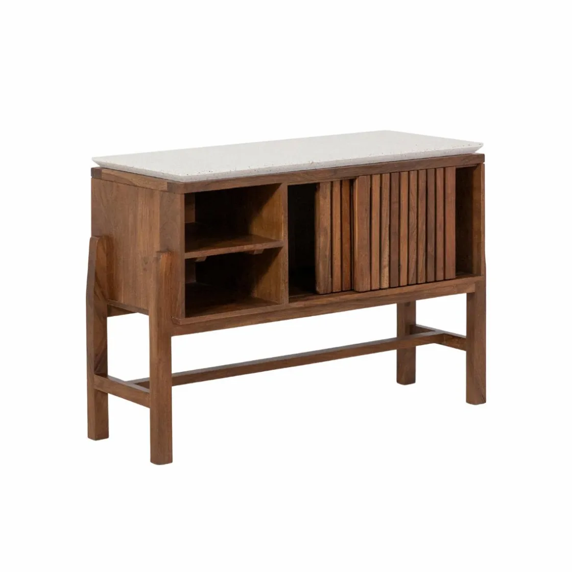 Made in Meubles Buffet|Meuble Sous Vasque<Buffet 2 portes en bois d'acacia et terrazzo Kaelis