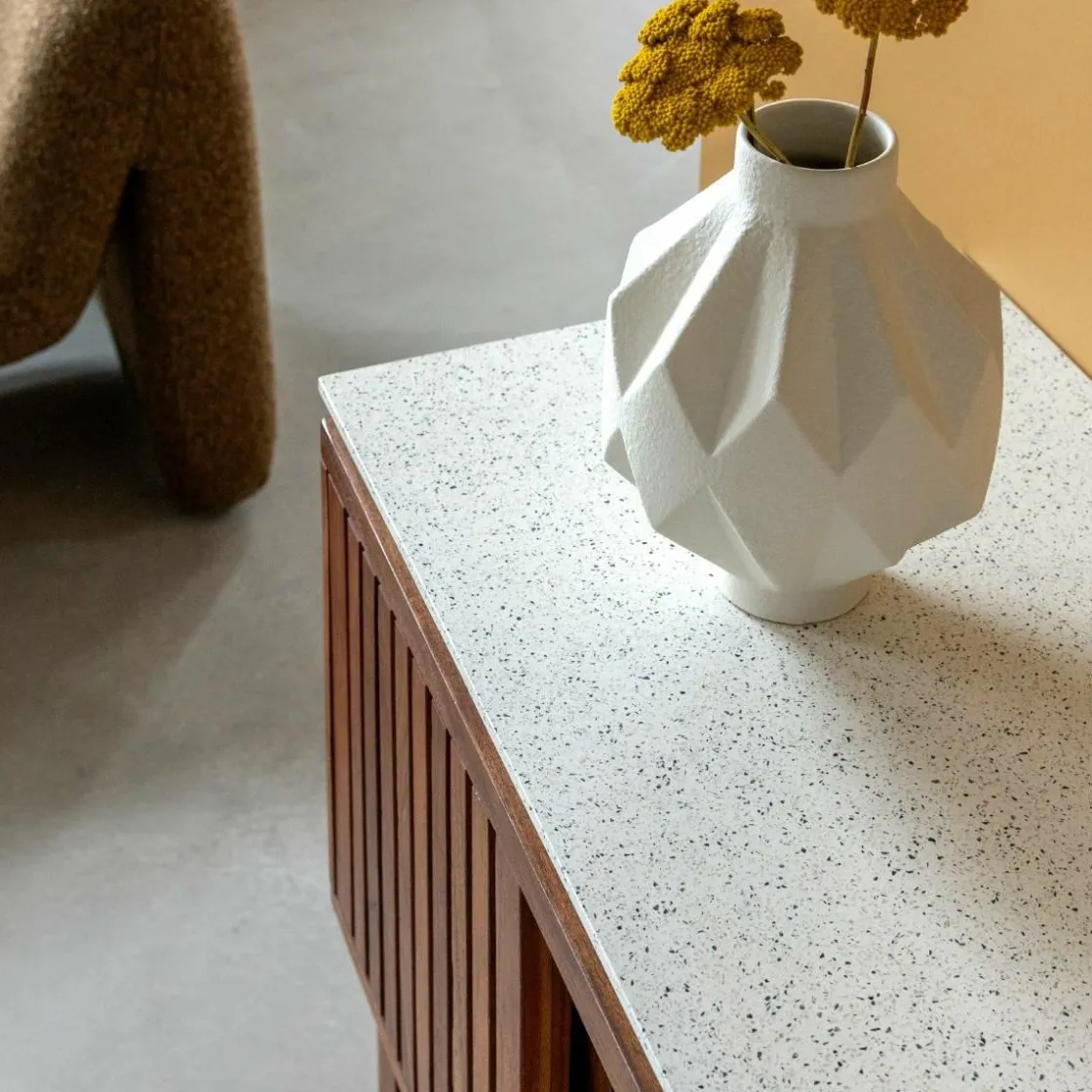 Made in Meubles Buffet|Meuble Sous Vasque<Buffet 2 portes en bois d'acacia et terrazzo Kaelis