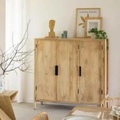 Made in Meubles Buffet<Buffet 3 portes en bois de manguier Nova