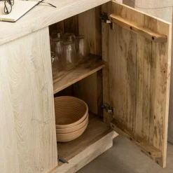 Made in Meubles Buffet<Buffet 4 portes en bois de manguier blanchi Alison