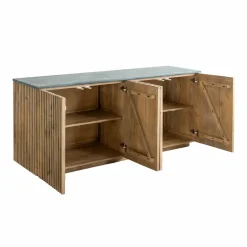 Made in Meubles Buffet<Buffet 4 portes en bois de manguier et marbre Betty