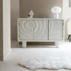 Made in Meubles Buffet<Buffet 3 portes en bois effet béton blanc Danaé