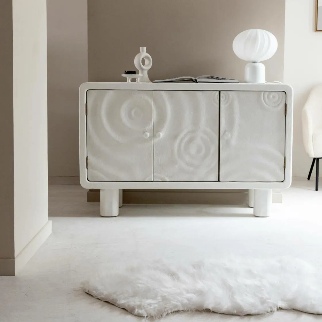 Made in Meubles Buffet<Buffet 3 portes en bois effet béton blanc Danaé