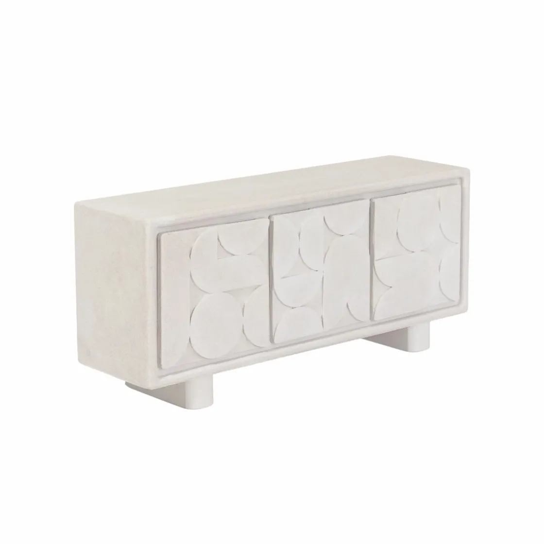 Made in Meubles Buffet<Buffet 3 portes en bois effet béton blanc Danaé