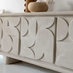 Made in Meubles Buffet<Buffet 3 portes en bois effet béton blanc Danaé