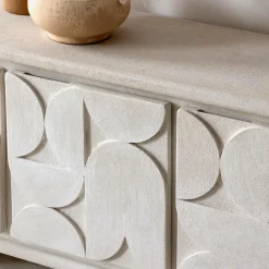 Made in Meubles Buffet<Buffet 3 portes en bois effet béton blanc Danaé