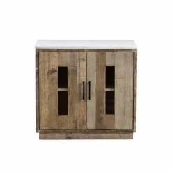 Made in Meubles Buffet<Buffet 2 portes en bois recyclé et marbre Damian