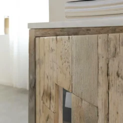 Made in Meubles Buffet<Buffet 2 portes en bois recyclé et marbre Damian