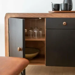 Made in Meubles Buffet<Buffet arrondi en bois de manguier Romy