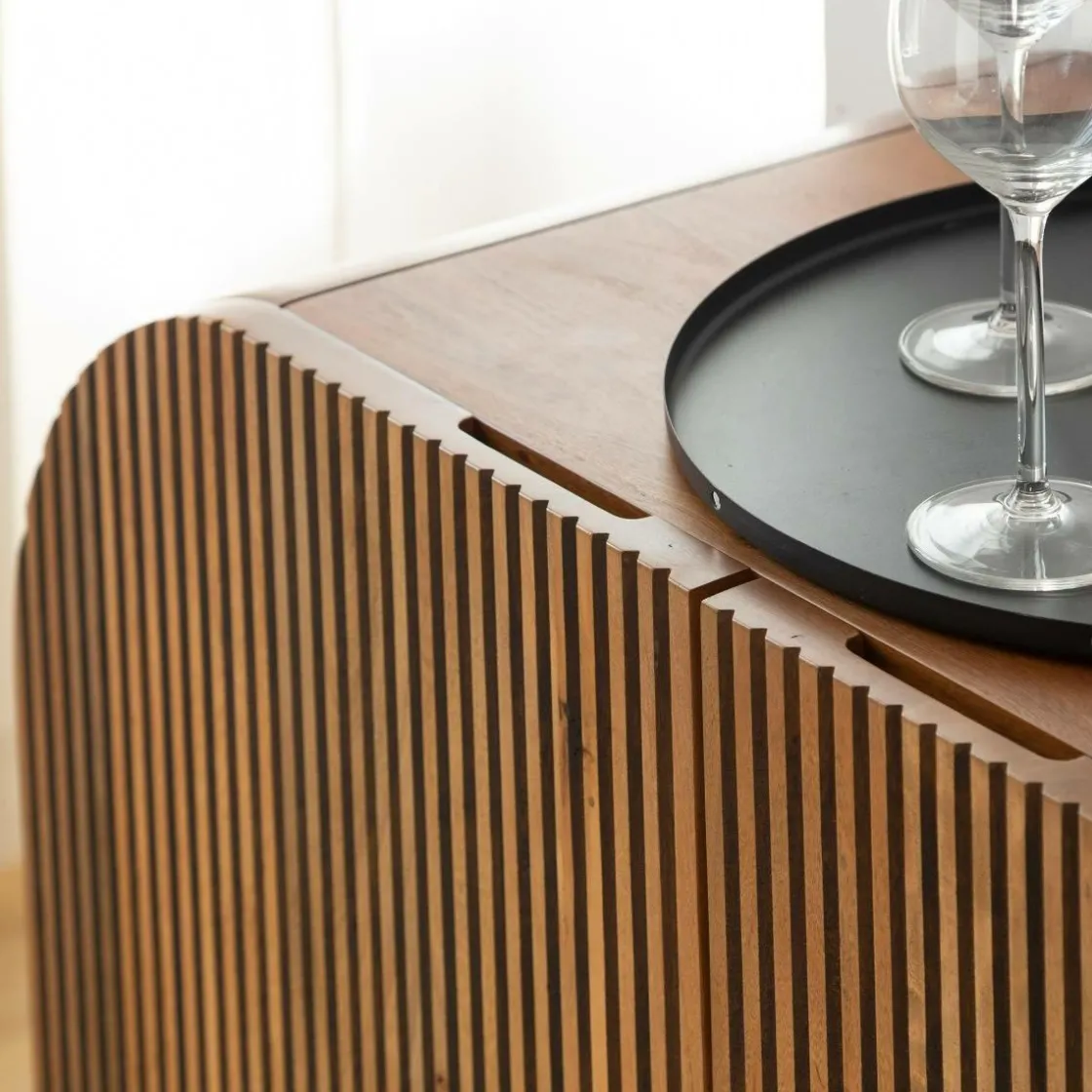 Made in Meubles Buffet<Buffet arrondi en bois de manguier Lise