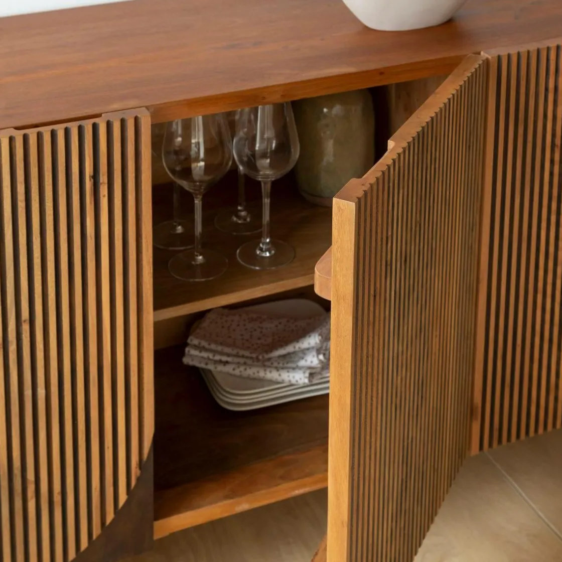 Made in Meubles Buffet<Buffet arrondi en bois de manguier Lise