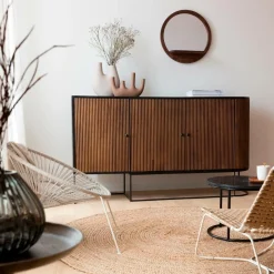 Made in Meubles Buffet<Buffet arrondi en bois de manguier et métal Ysé