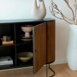 Made in Meubles Buffet<Buffet arrondi en bois de manguier et métal Ysé